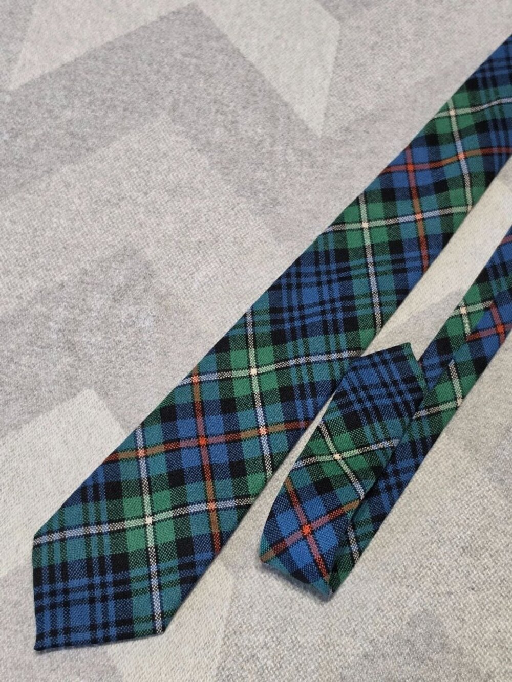 MacKenzie Tartan Wool Tie Made In Scotland 3" Wide Green/Blue/Red Plaid Mens Nec